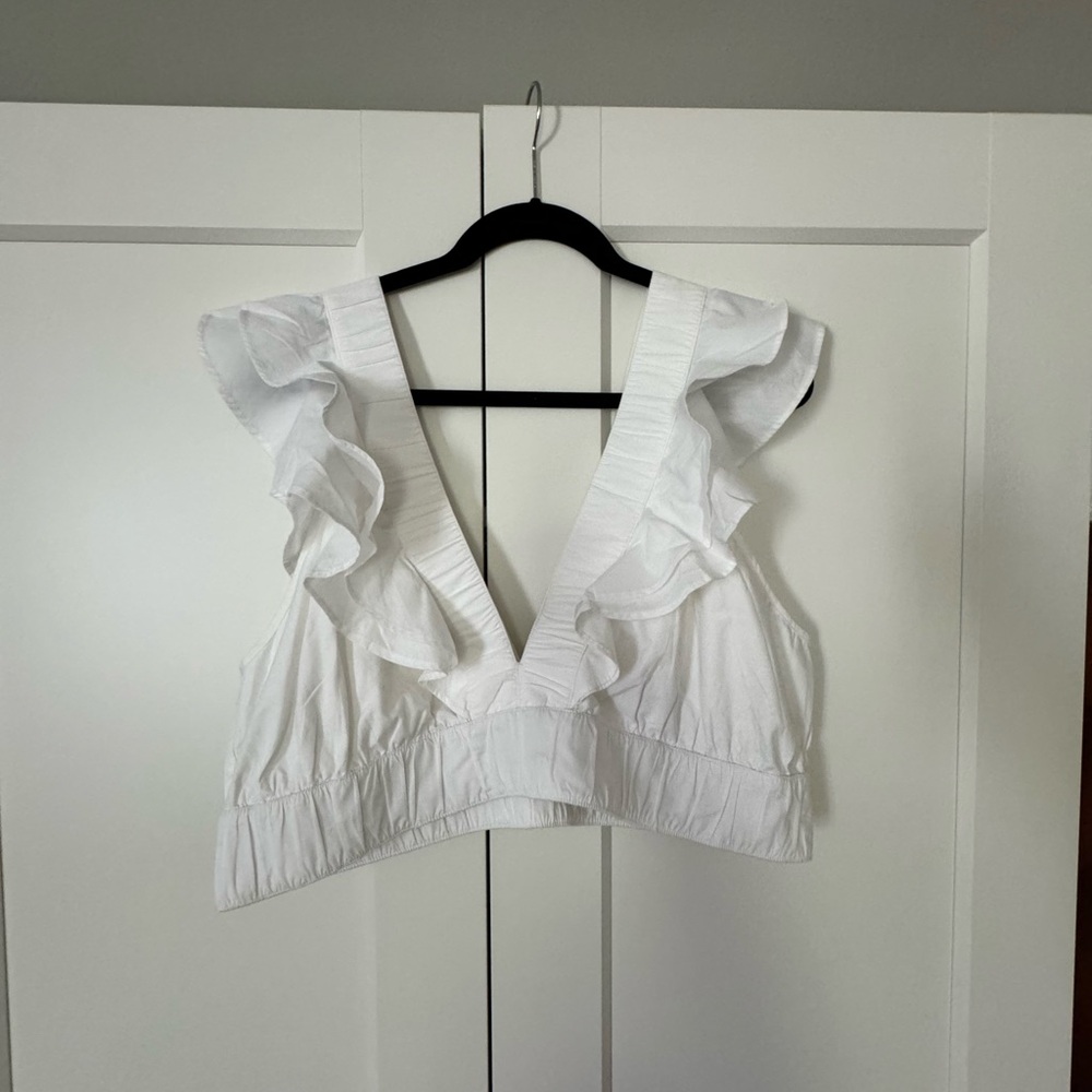 Abercrombie and Fitch white ruffle crop top